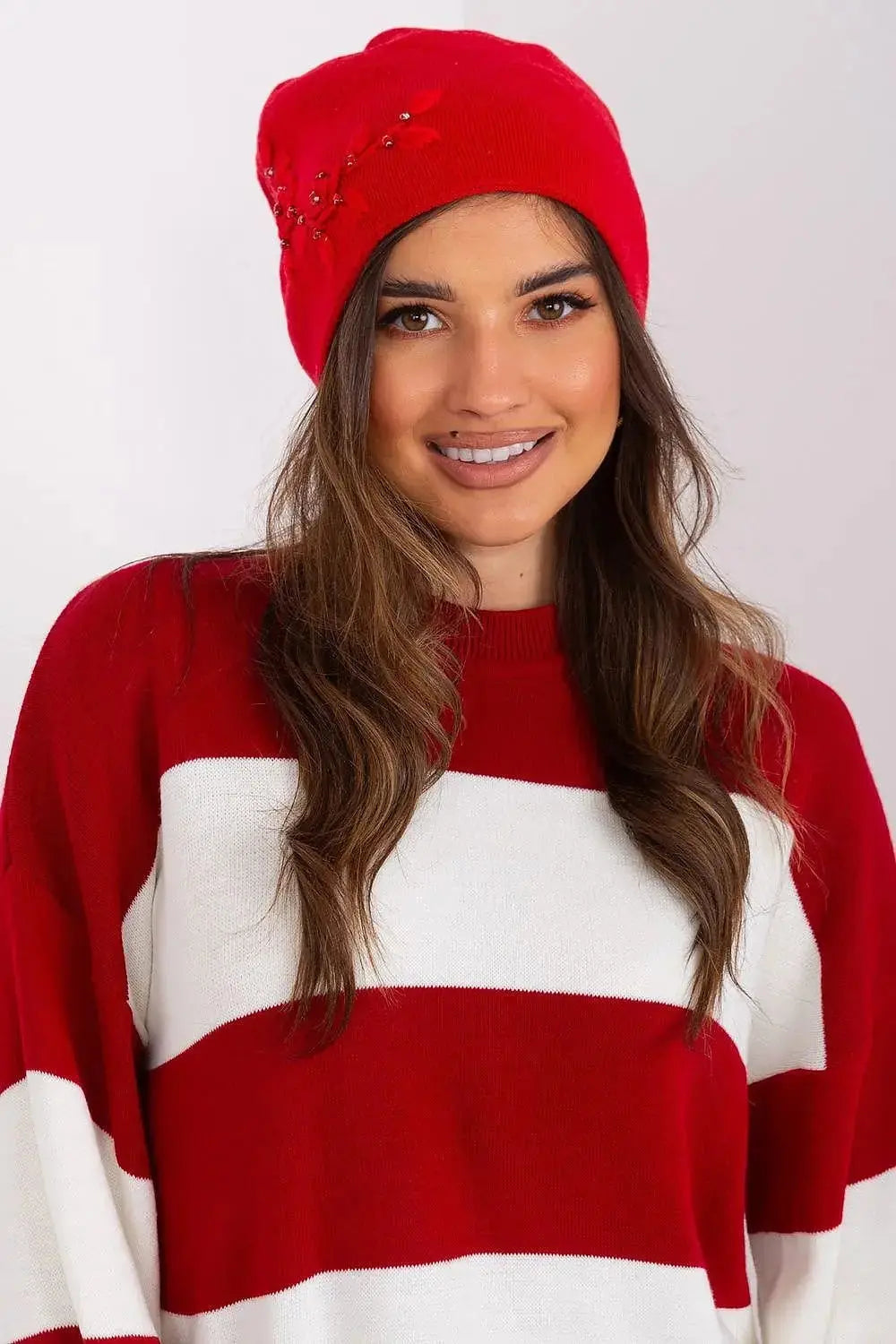 Women's Warm Winter Hat – Smooth Knit with Side Appliqué