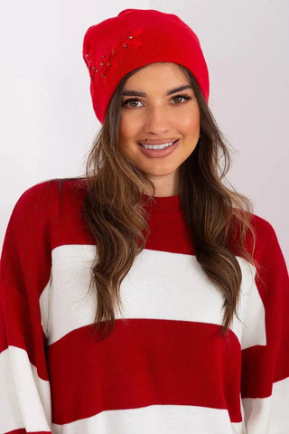 Women's Warm Winter Hat – Smooth Knit with Side Appliqué