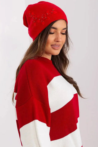 Women's Warm Winter Hat – Smooth Knit with Side Appliqué
