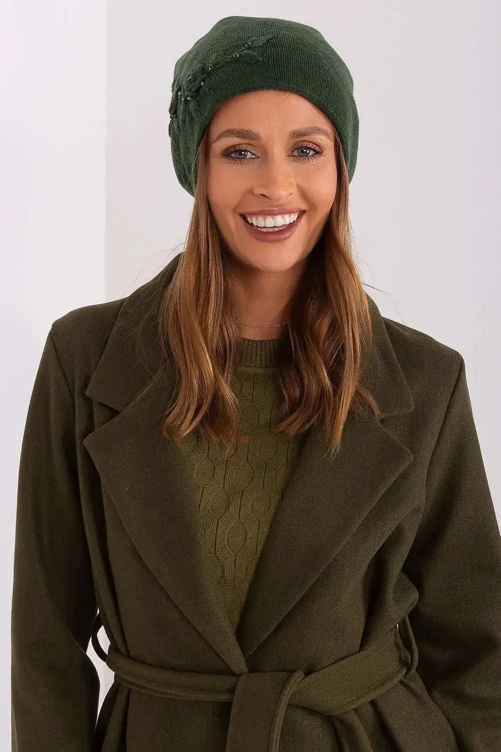 Women's Warm Winter Hat – Smooth Knit with Side Appliqué