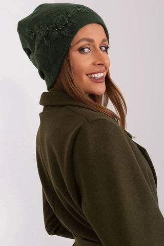 Women's Warm Winter Hat – Smooth Knit with Side Appliqué