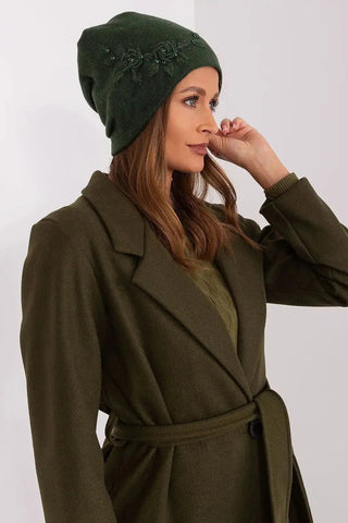 Women's Warm Winter Hat – Smooth Knit with Side Appliqué