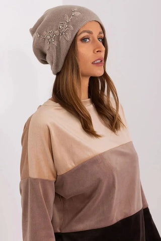 Women's Warm Winter Hat – Smooth Knit with Side Appliqué