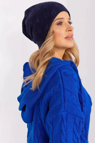 Women's Winter Beanie – Warm Cashmere Blend with Rhinestone Detail