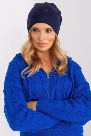 Women's Winter Beanie – Warm Cashmere Blend with Rhinestone Detail