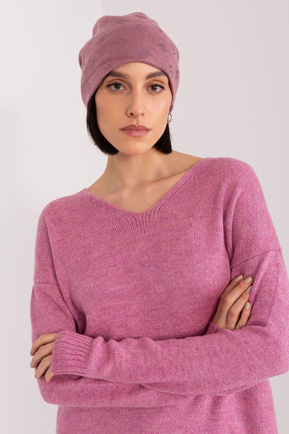 Women's Winter Beanie – Warm Cashmere Blend with Rhinestone Detail