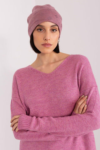 Women's Winter Beanie – Warm Cashmere Blend with Rhinestone Detail