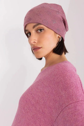 Women's Winter Beanie – Warm Cashmere Blend with Rhinestone Detail