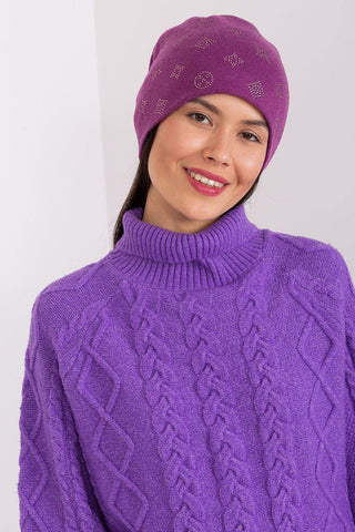 Women's Winter Beanie – Warm Cashmere Blend with Rhinestone Detail