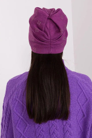 Women's Winter Beanie – Warm Cashmere Blend with Rhinestone Detail
