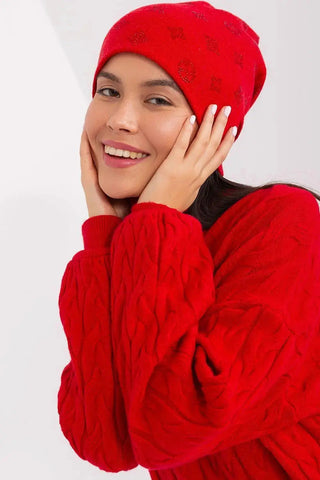 Women's Winter Beanie – Warm Cashmere Blend with Rhinestone Detail