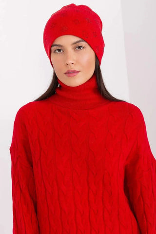 Women's Winter Beanie – Warm Cashmere Blend with Rhinestone Detail