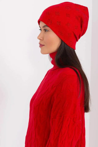 Women's Winter Beanie – Warm Cashmere Blend with Rhinestone Detail