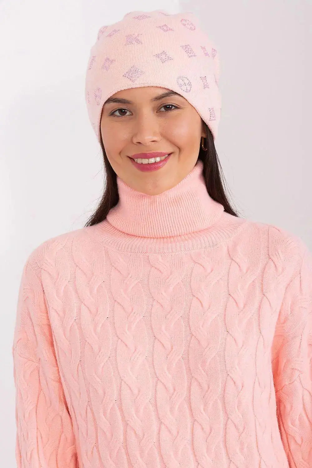 Women's Winter Beanie – Warm Cashmere Blend with Rhinestone Detail