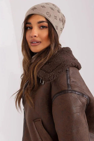 Women's Winter Beanie – Warm Cashmere Blend with Rhinestone Detail