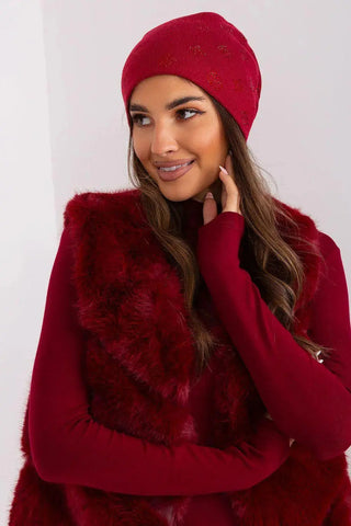 Women's Winter Beanie – Warm Cashmere Blend with Rhinestone Detail