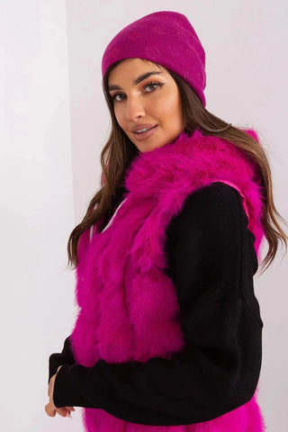 Women's Winter Beanie – Warm Cashmere Blend with Rhinestone Detail