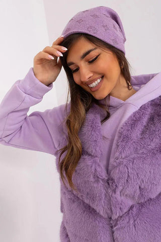 Women's Winter Beanie – Warm Cashmere Blend with Rhinestone Detail