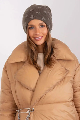 Women's Winter Beanie – Warm Cashmere Blend with Rhinestone Detail