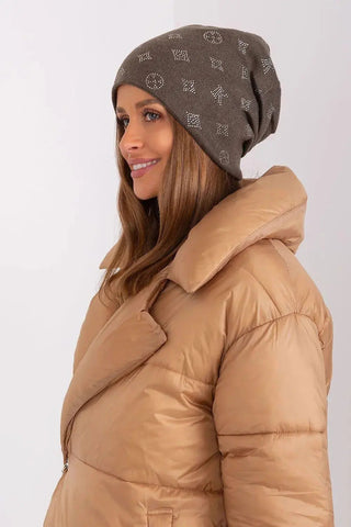 Women's Winter Beanie – Warm Cashmere Blend with Rhinestone Detail