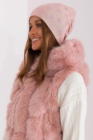 Women's Winter Beanie – Warm Cashmere Blend with Rhinestone Detail