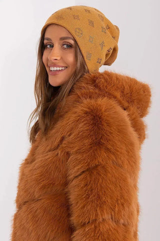 Women's Winter Beanie – Warm Cashmere Blend with Rhinestone Detail