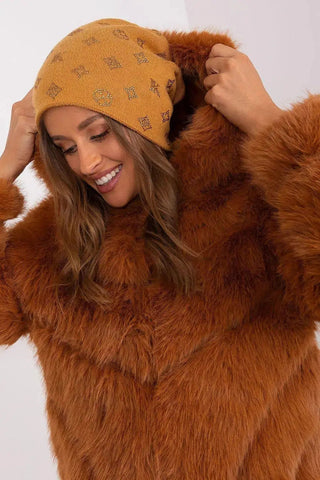 Women's Winter Beanie – Warm Cashmere Blend with Rhinestone Detail