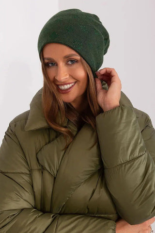 Women's Winter Beanie – Warm Cashmere Blend with Rhinestone Detail