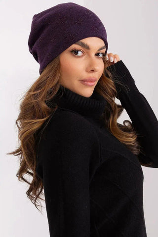 Women's Winter Beanie – Warm Cashmere Blend with Rhinestone Detail