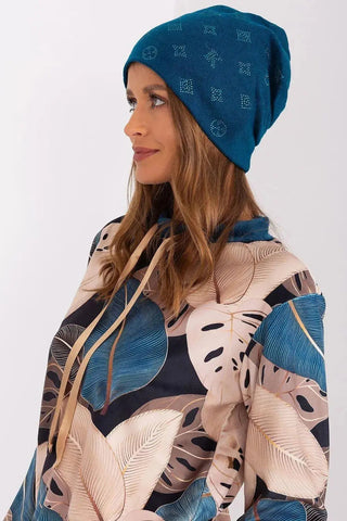Women's Winter Beanie – Warm Cashmere Blend with Rhinestone Detail