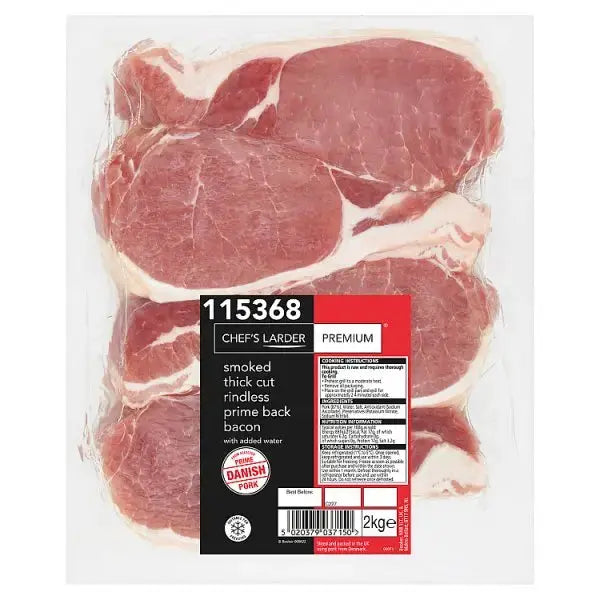 Chef's Larder Premium Smoked Thick Cut Rindless Prime Back Bacon 2kg