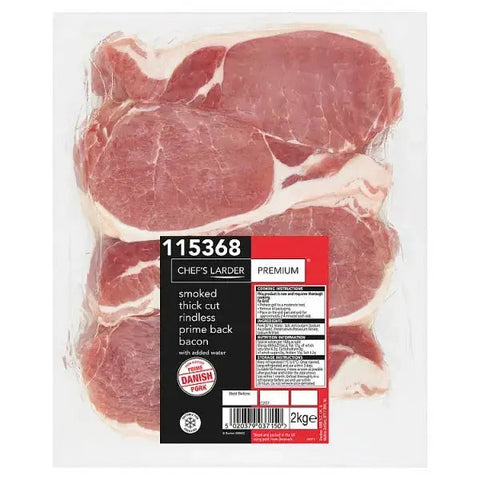 Chef's Larder Premium Smoked Thick Cut Rindless Prime Back Bacon 2kg