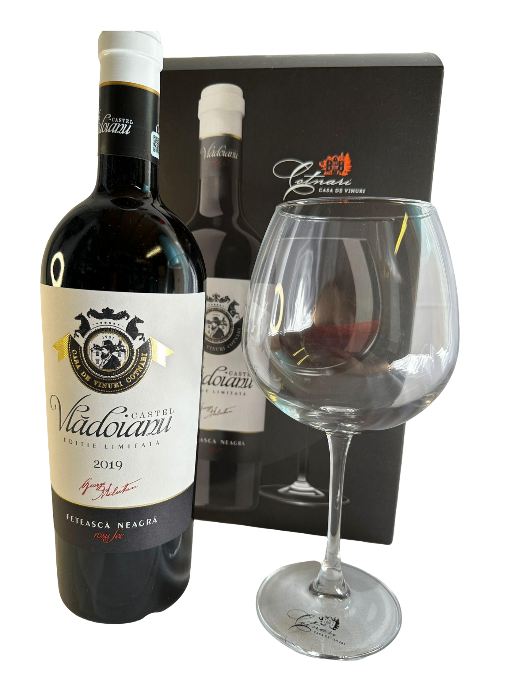 Cotnari Castel Vladoianu Feteasca Neagra Red Wine with glass 750ml (Limited edition)