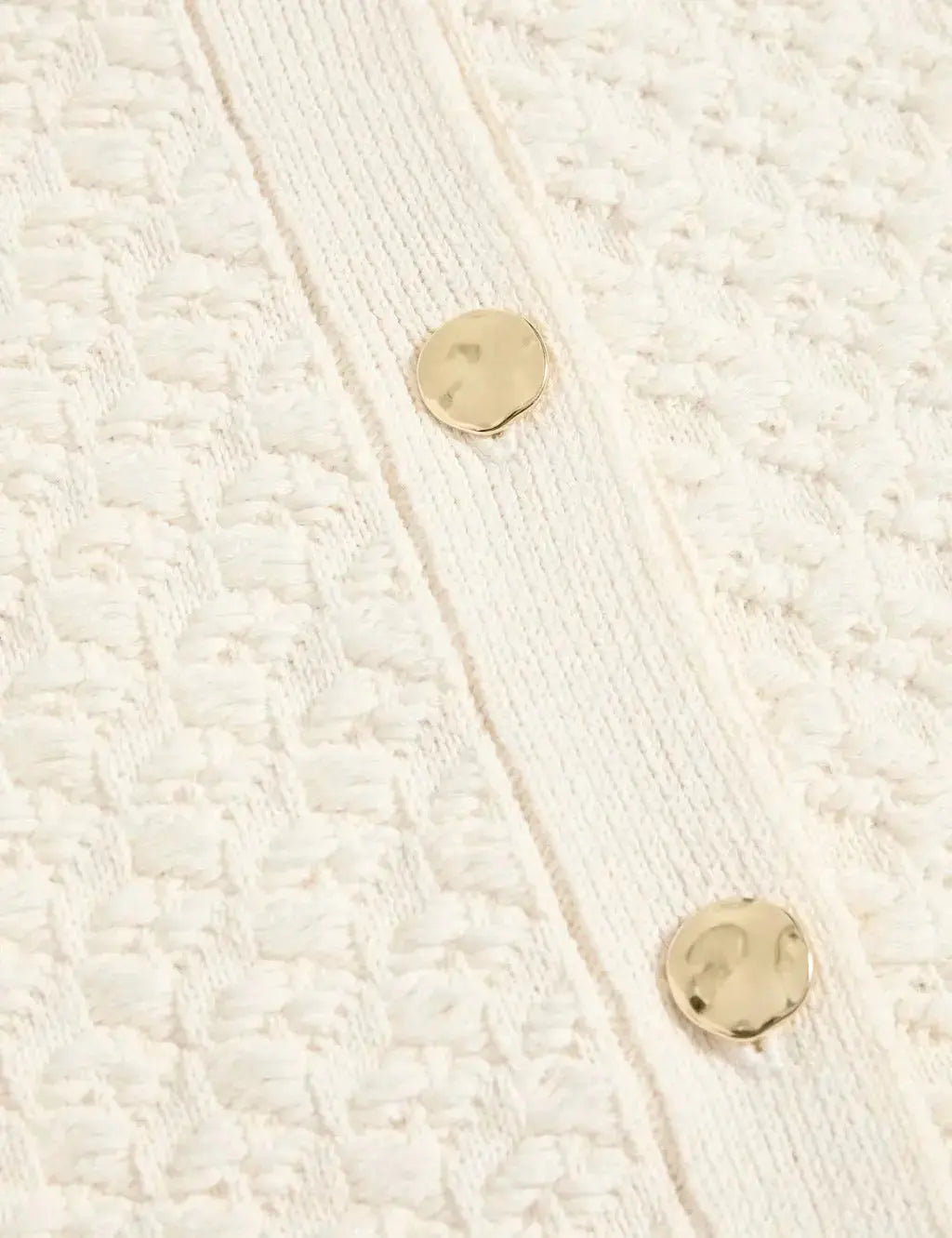 Cotton Blend Textured Button Front Cropped Cardigan