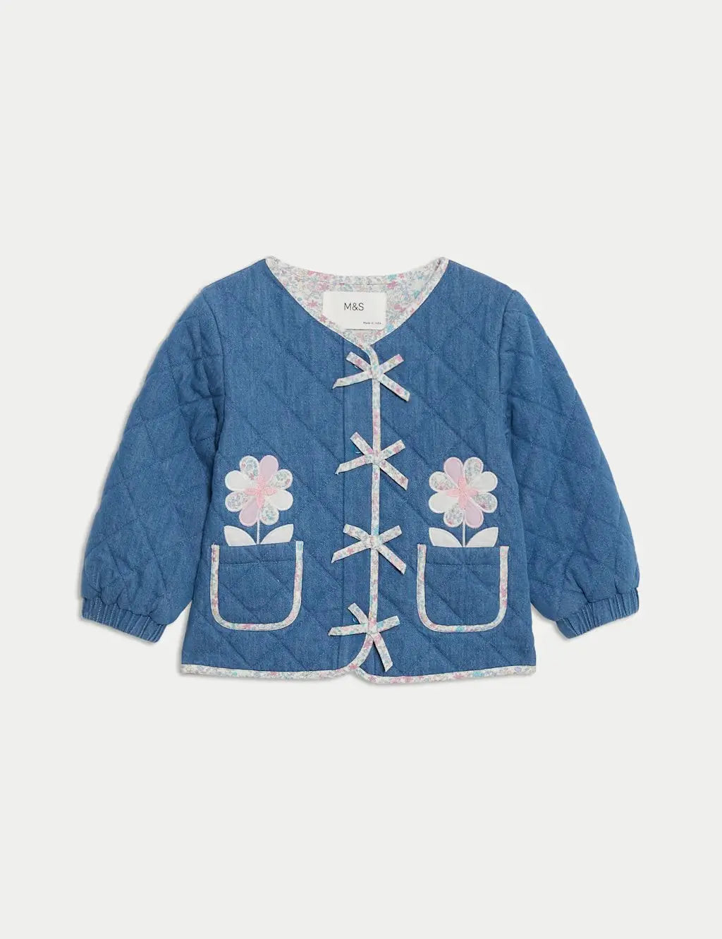 M&S Cotton Rich Denim Quilted Jacket (0-3 Yrs)