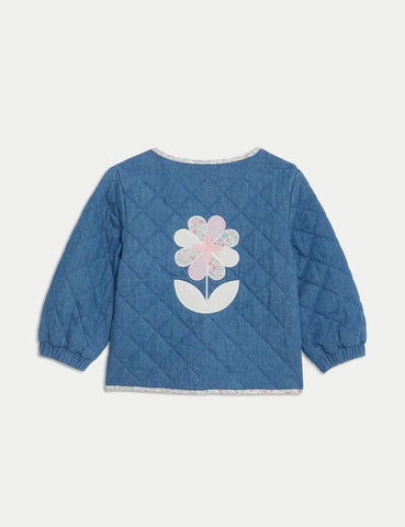 M&S Cotton Rich Denim Quilted Jacket (0-3 Yrs)