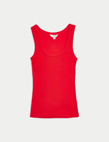 Cotton Rich Ribbed Slim Fit Vest Top