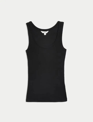 Cotton Rich Ribbed Slim Fit Vest Top