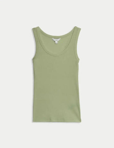 Cotton Rich Ribbed Slim Fit Vest Top