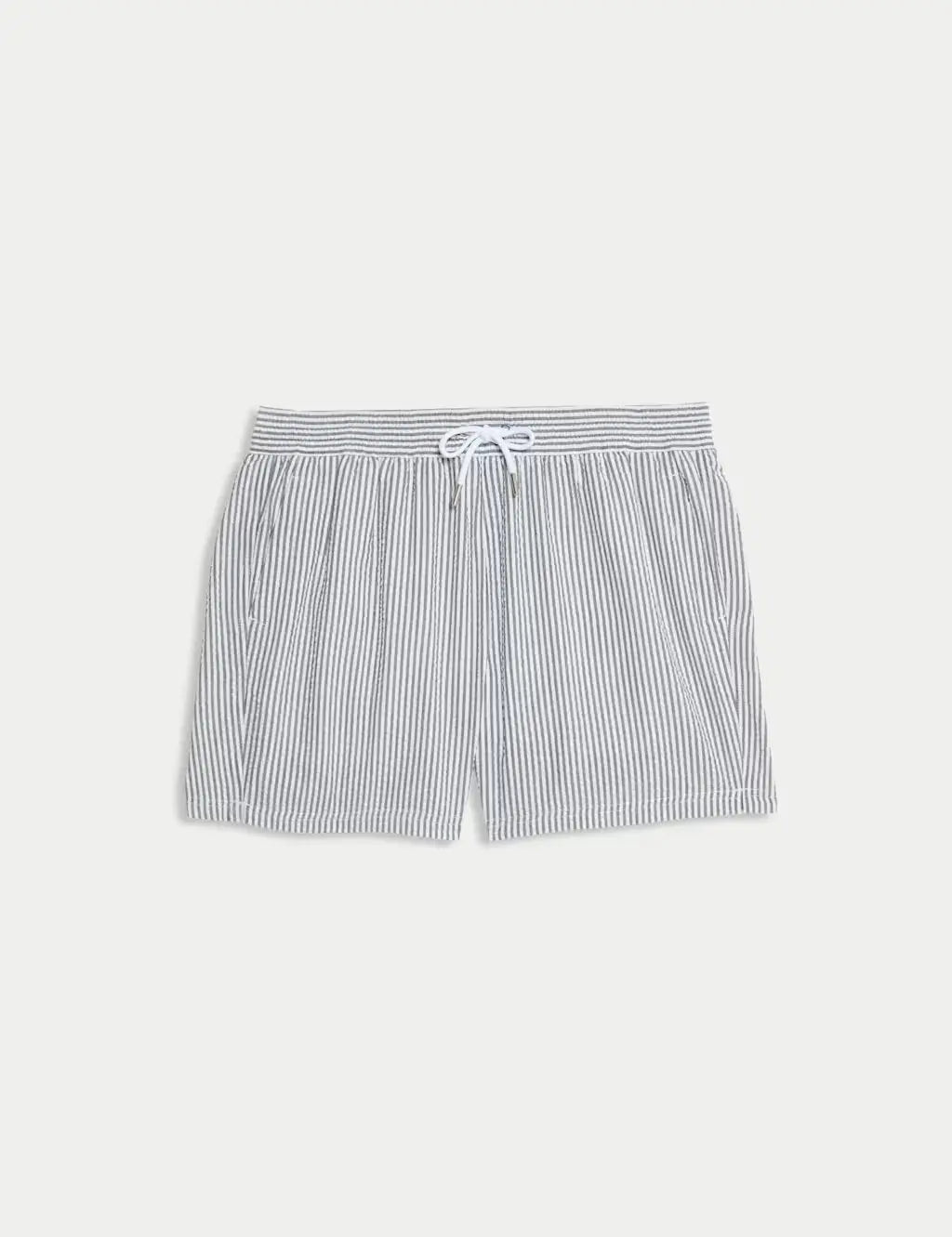 M&S Cotton Rich Seersucker Striped Swim Shorts