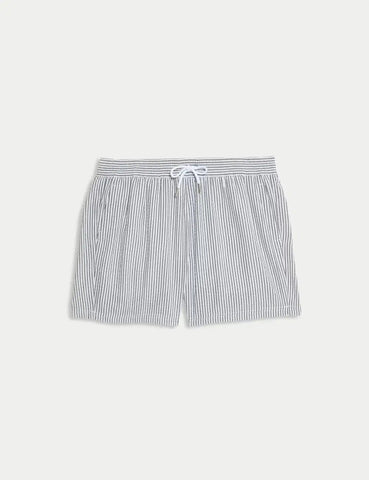 M&S Cotton Rich Seersucker Striped Swim Shorts