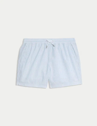 M&S Cotton Rich Seersucker Striped Swim Shorts