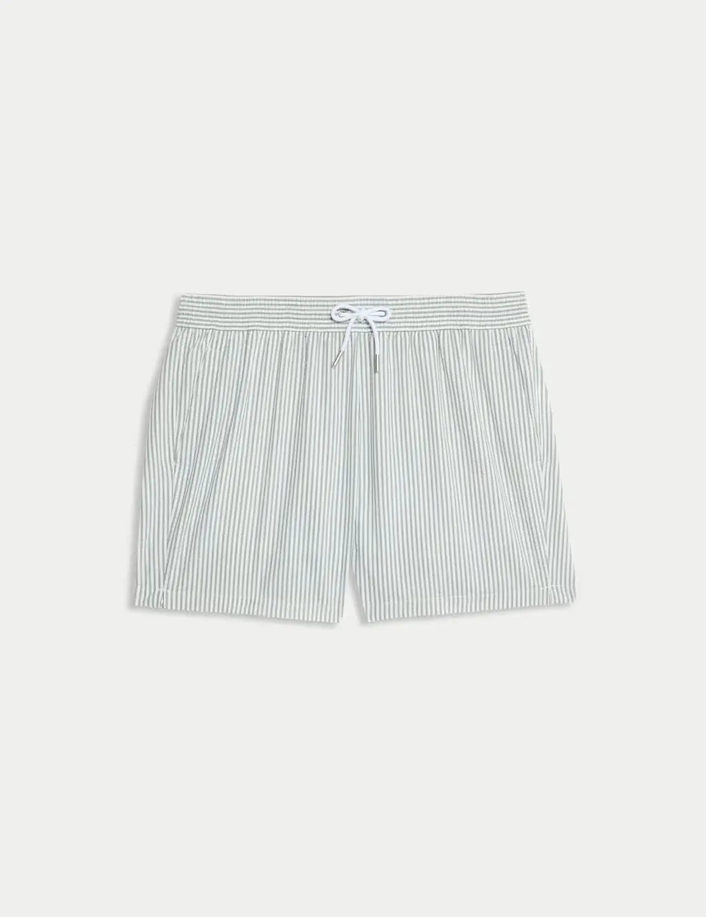 M&S Cotton Rich Seersucker Striped Swim Shorts