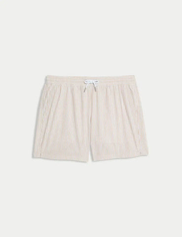 M&S Cotton Rich Seersucker Striped Swim Shorts