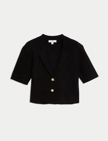 Cotton Rich Textured Knitted Blazer