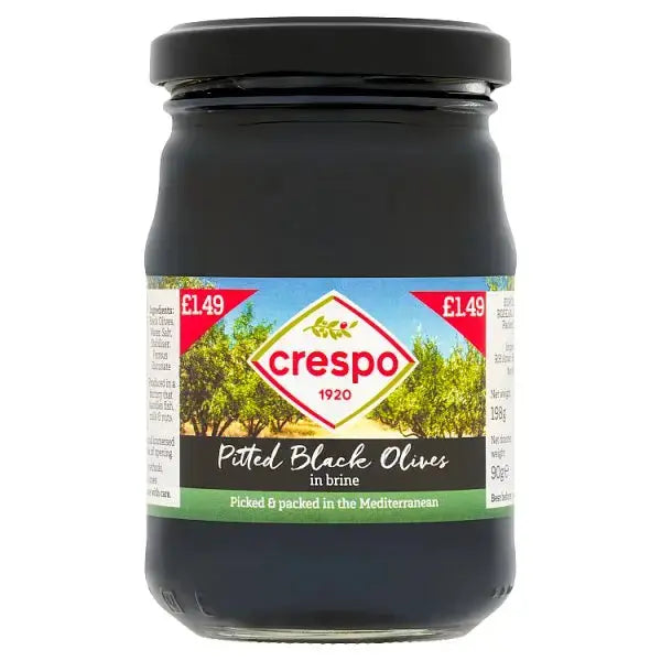 Crespo Pitted Black Olives in Brine 198g(Case of 6)