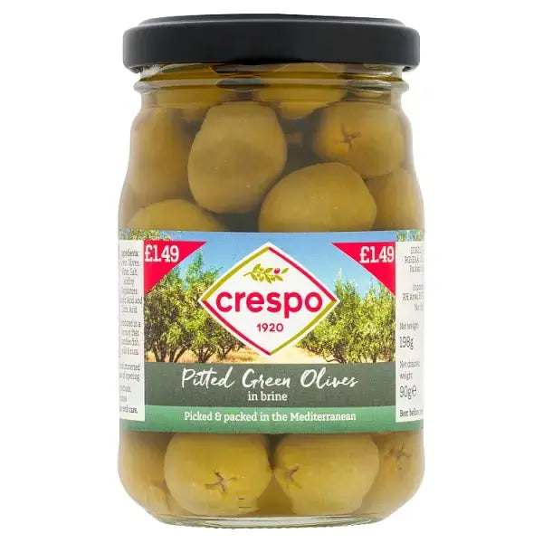 Crespo Pitted Green Olives in Brine 198g (Case of 6)