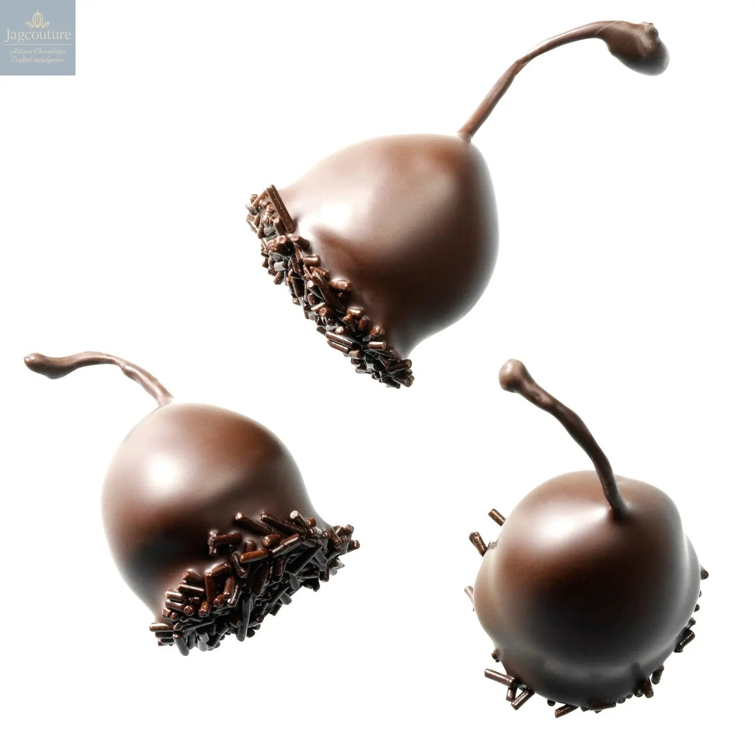 Dark Cerisettes - whole cherry in brandy enrobed in dark chocolate - Jag Couture Chocolates