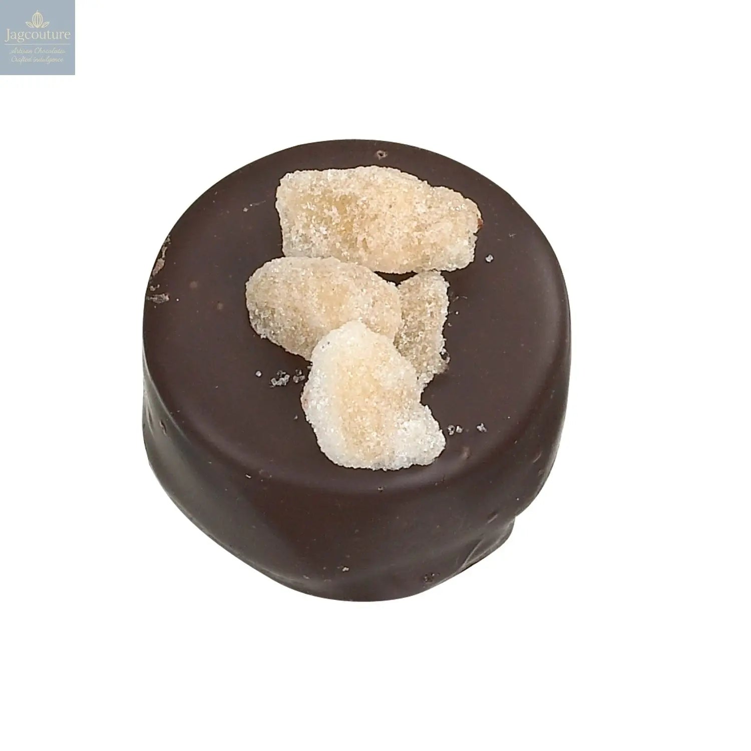 Dark ginger - dark chocolate with ginger ganache and crystallised ginger decoration 13.9g - Jag Couture Chocolates