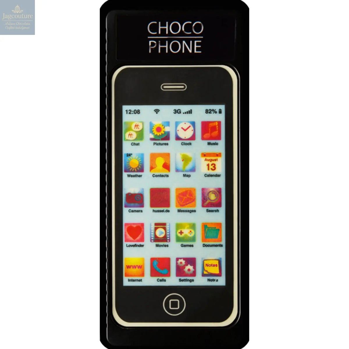 Decorated white chocolate smartphone in gift box - 195mm Jag Couture Chocolates